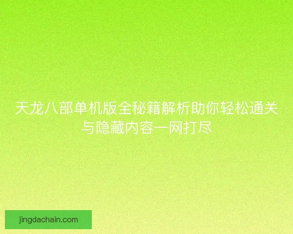 天龙八部单机版全秘籍解析助你轻松通关与隐藏内容一网打尽