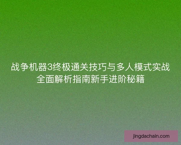 战争机器3终极通关技巧与多人模式实战全面解析指南新手进阶秘籍